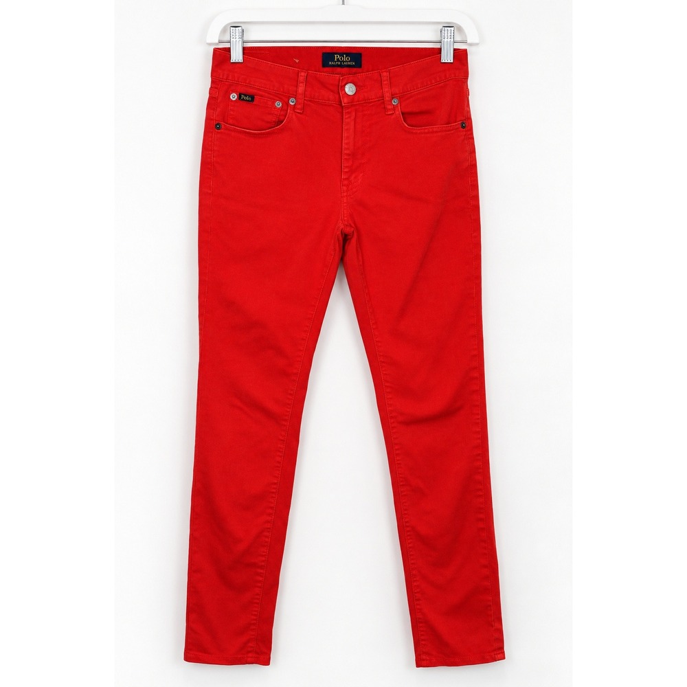 Polo Ralph Lauren Tompkins Skinny Jeans Red Solid 28 Womens Slim Fit Pants
